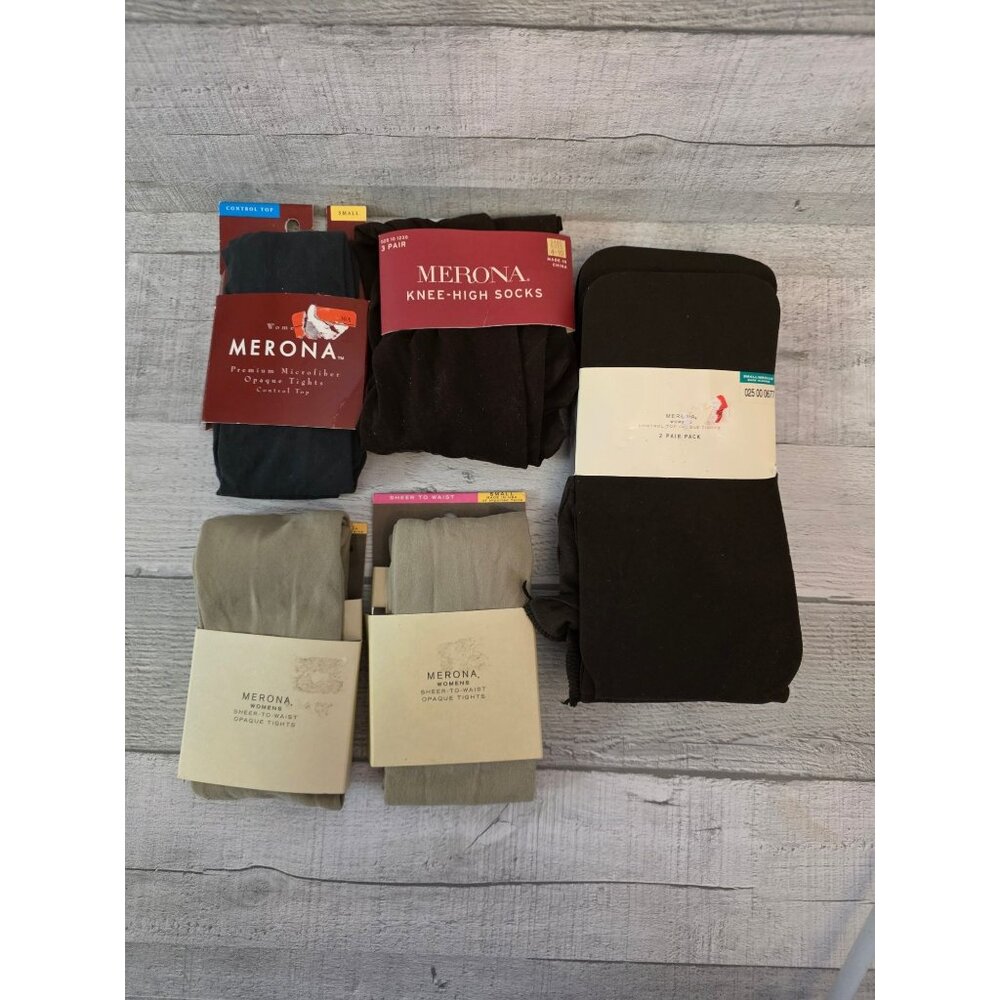 Merona Womens Tights & Knee-High Socks Assortment Small Black & Beige Opaque She